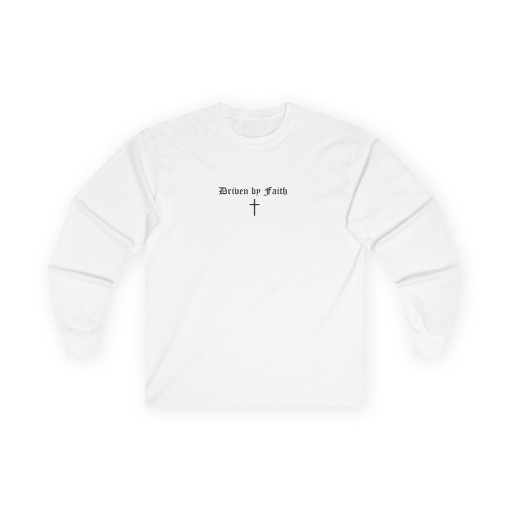 Psalms 23 Long Sleeve Tee — "Driven by Faith" Christian Cross Shirt