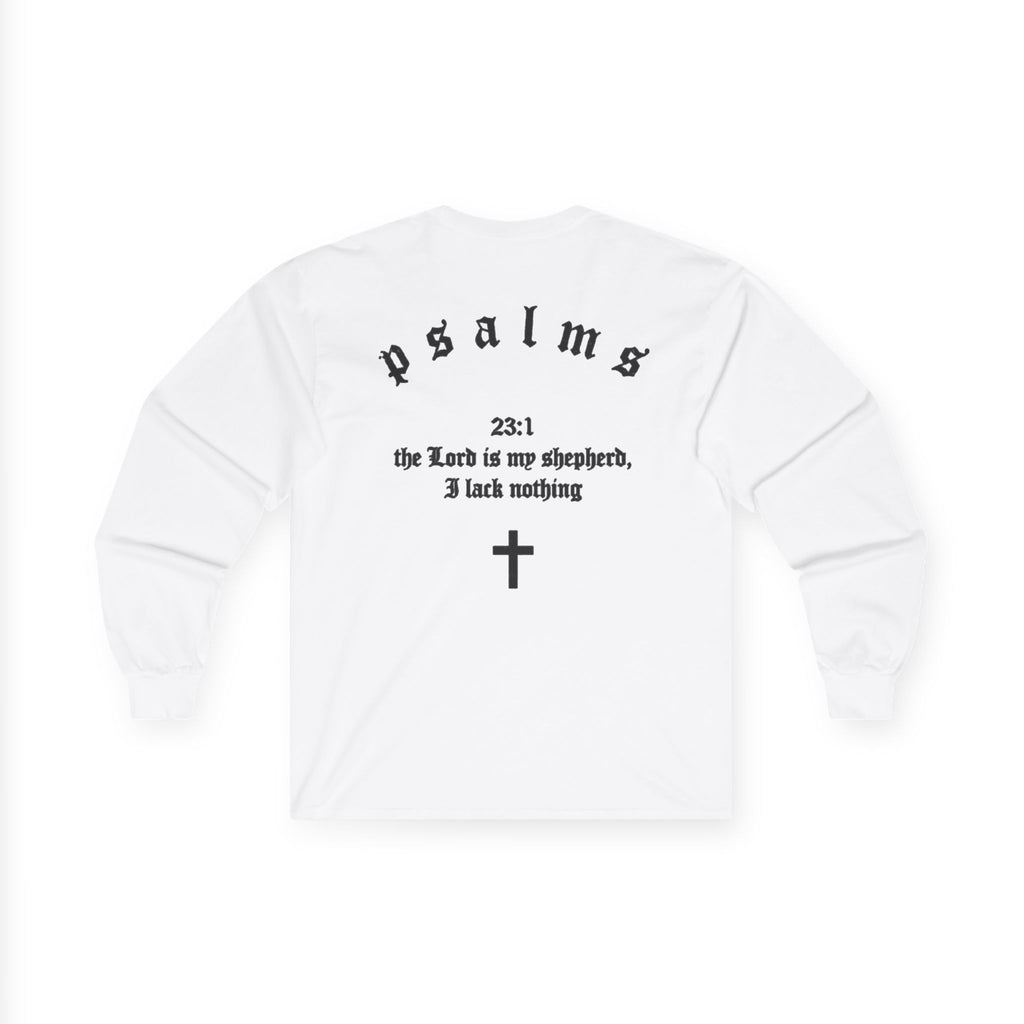 Psalms 23 Long Sleeve Tee — "Driven by Faith" Christian Cross Shirt