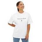 Driven By Faith Oversized T-Shirt/Pump Cover — Minimal Cross Christian Tee