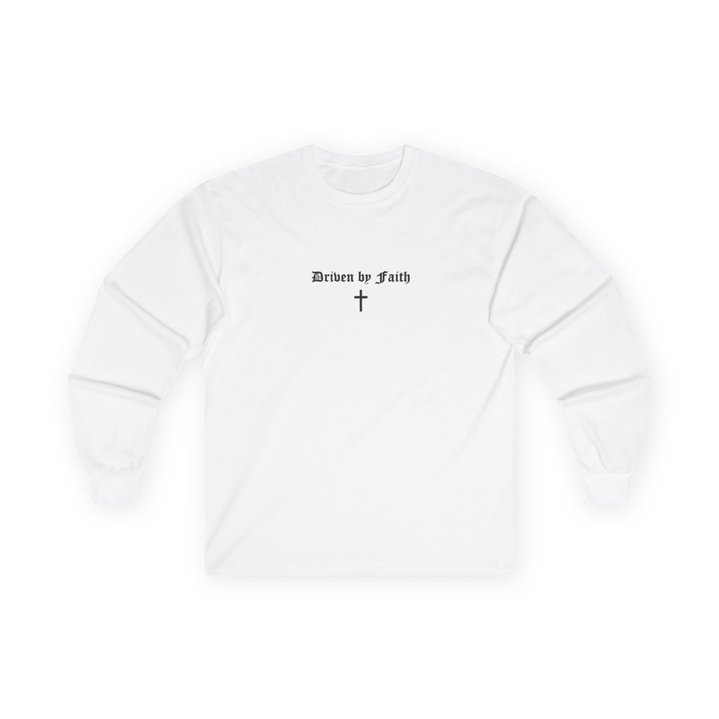 Psalms 23 Long Sleeve Tee — "Driven by Faith" Christian Cross Shirt