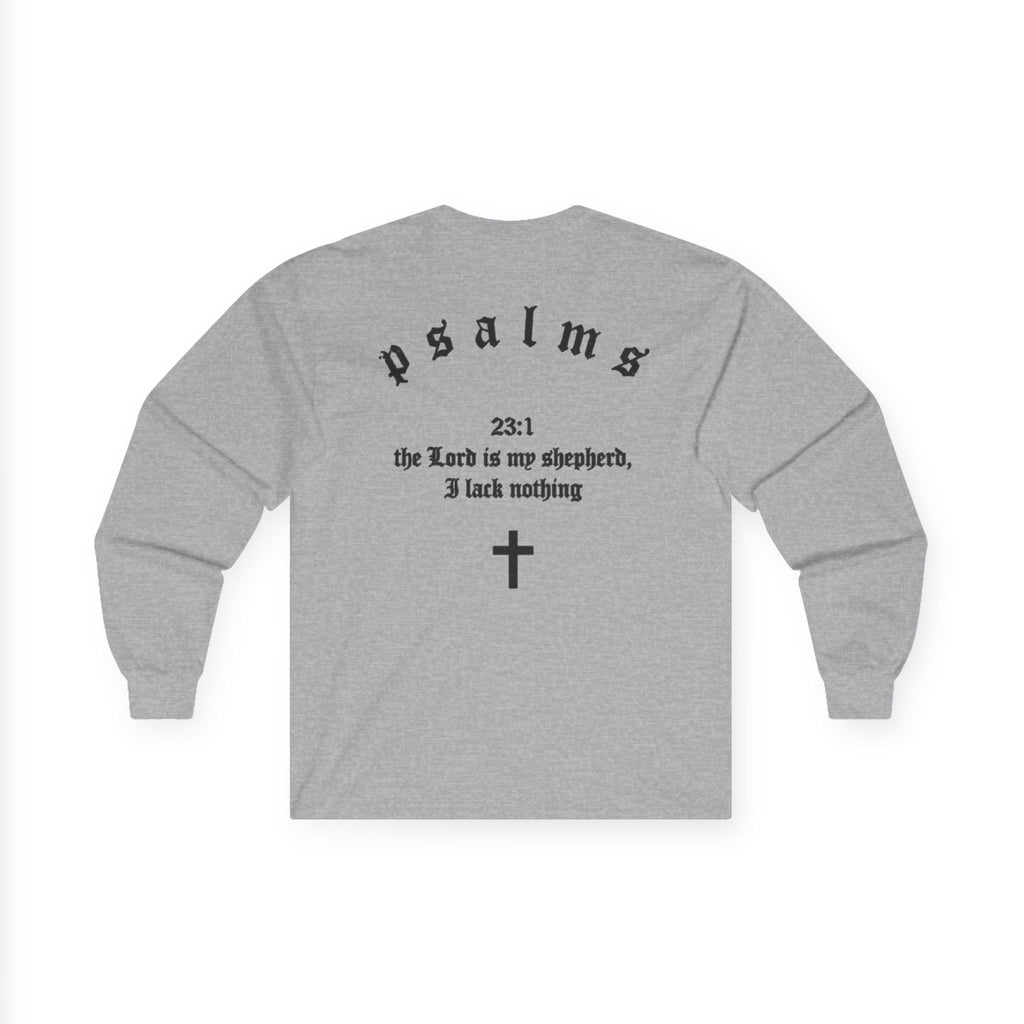 Psalms 23 Long Sleeve Tee — "Driven by Faith" Christian Cross Shirt