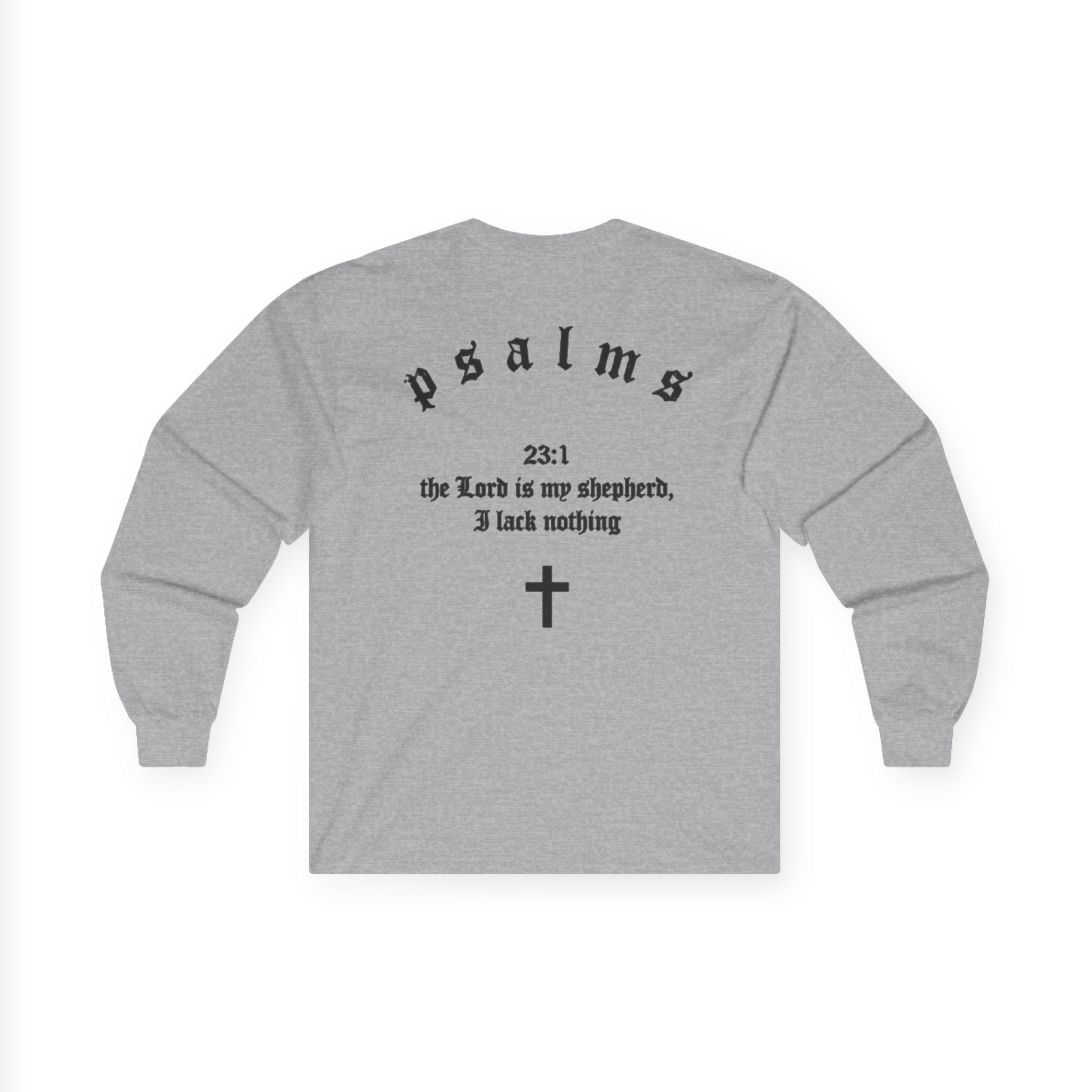 Psalms 23 Long Sleeve Tee — "Driven by Faith" Christian Cross Shirt