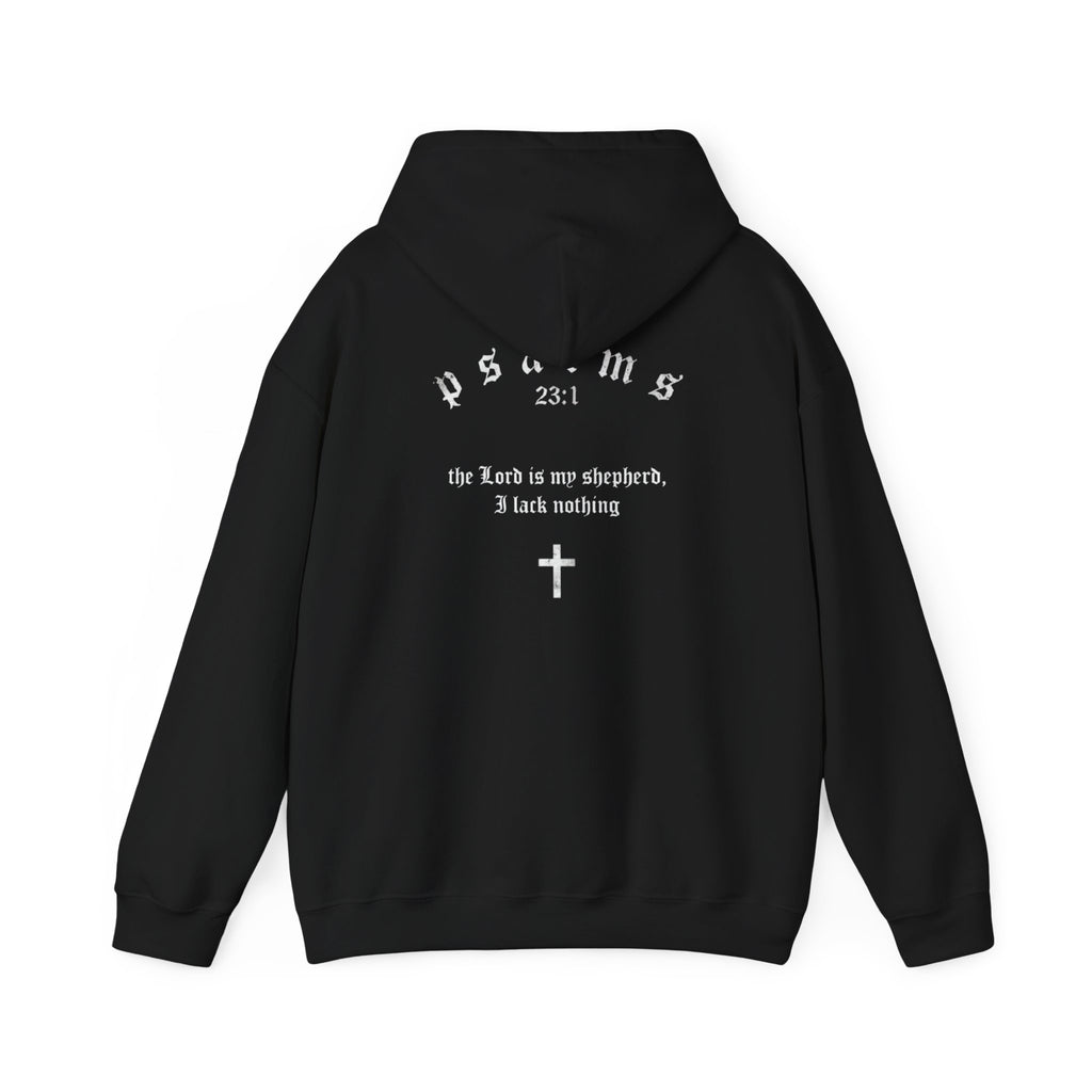 Driven by Faith Hoodie — Psalms 23:1 Christian Cross Sweatshirt