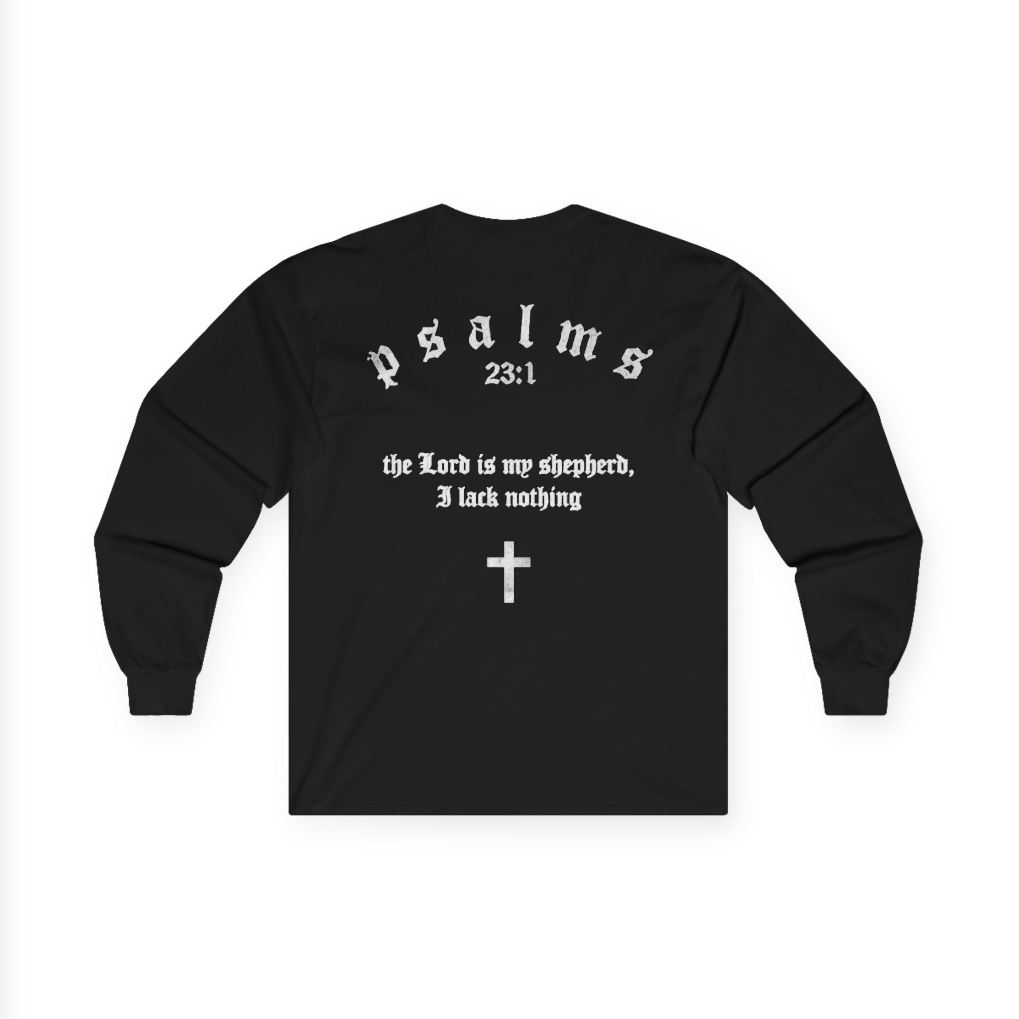Psalms 23 Long Sleeve Tee — "Driven by Faith" Christian Cross Shirt