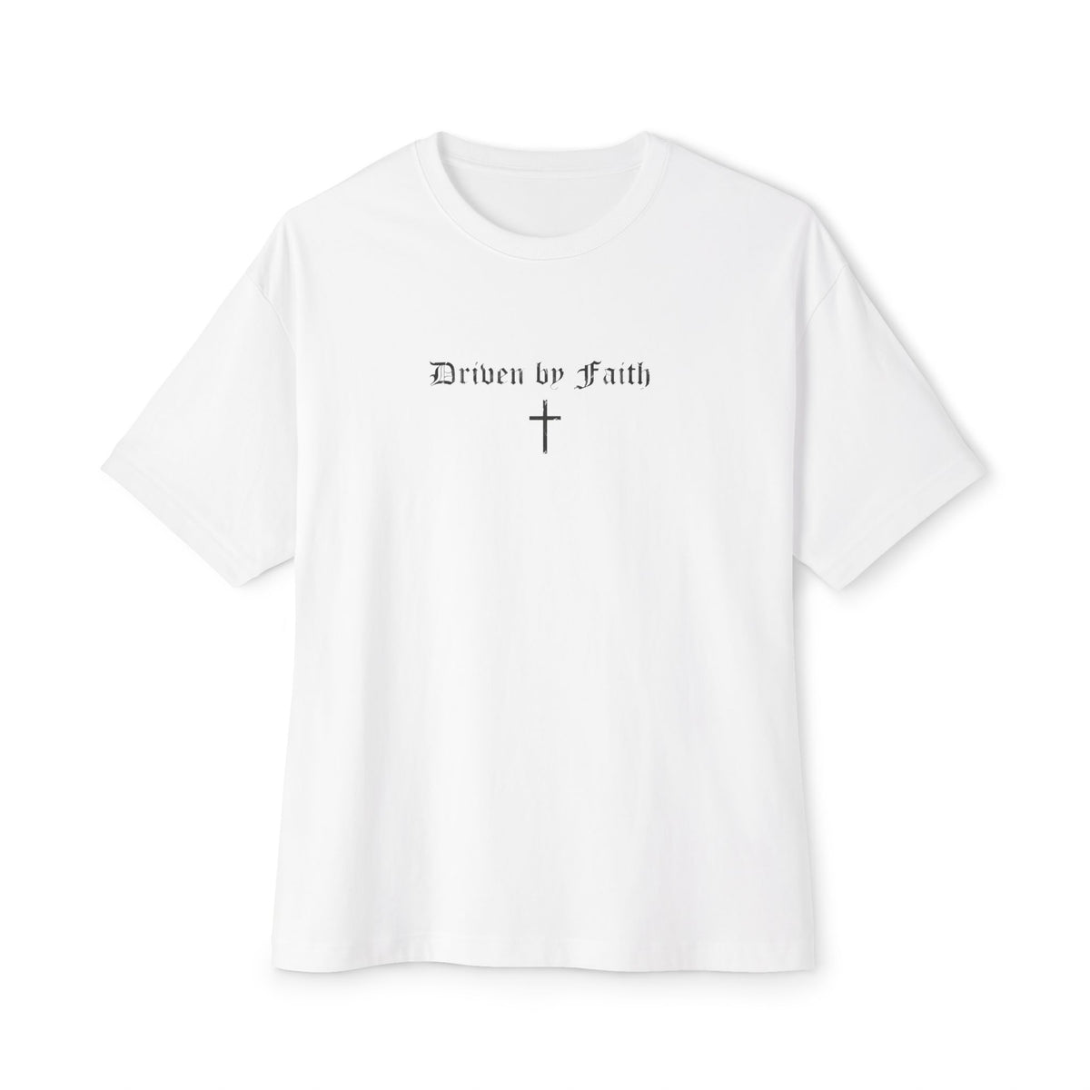 Driven By Faith Oversized T-Shirt/Pump Cover — Minimal Cross Christian Tee