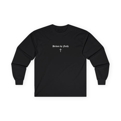 Psalms 23 Long Sleeve Tee — "Driven by Faith" Christian Cross Shirt
