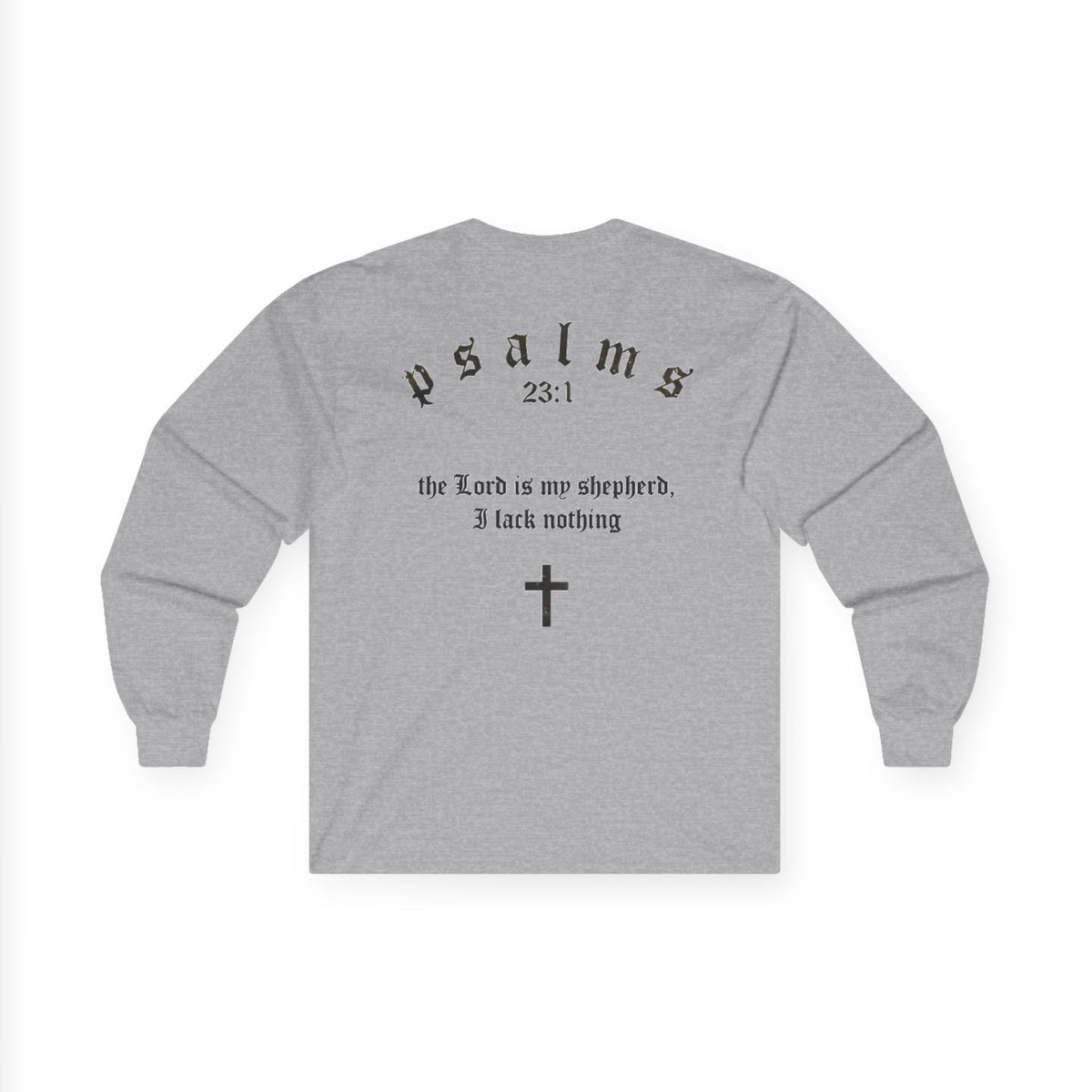 Psalms 23 Long Sleeve Tee — "Driven by Faith" Christian Cross Shirt