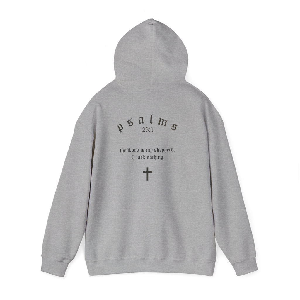 Driven by Faith Hoodie — Psalms 23:1 Christian Cross Sweatshirt