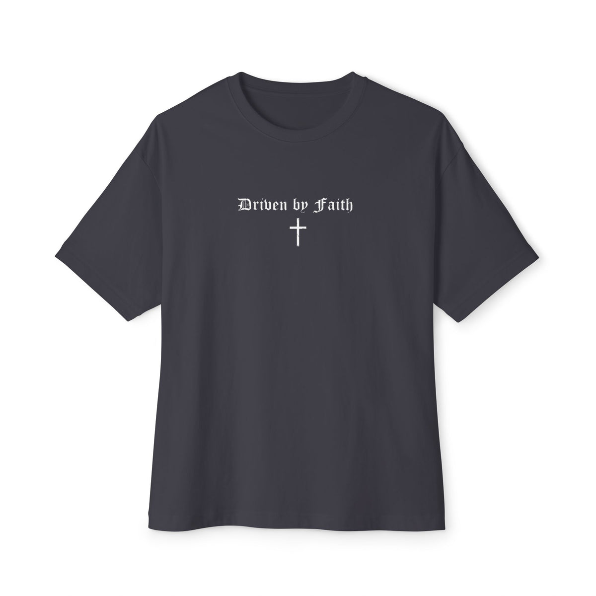 Driven By Faith Oversized T-Shirt/Pump Cover — Minimal Cross Christian Tee